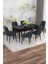 Mona Siyah Mermer 80X132 Açılabilir Mdf Masa Yemek Odası Takımı, Mutfak Takımı 6 Adet Sandalye 1
