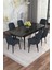 Mona Siyah Mermer 80X132 Açılabilir Mdf Masa Yemek Odası Takımı, Mutfak Takımı 6 Adet Sandalye 2