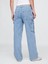 Kadın Mavi Mid Rise '90S Loose Kargo Jean Pantolon 7