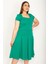 Kadın Yeşil Kare Yakalı Pileli Elbise 65N26567 1