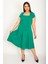 Kadın Yeşil Kare Yakalı Pileli Elbise 65N26567 3
