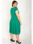 Kadın Yeşil Kare Yakalı Pileli Elbise 65N26567 5