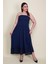 Kadın Lacivert Etek Ucu Dantel Göğüs Kısmı Gipe Lastikli Elbise 65N26128 1