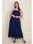 Kadın Lacivert Etek Ucu Dantel Göğüs Kısmı Gipe Lastikli Elbise 65N26128 2