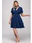 Kadın Lacivert Bel Detaylı Volan Kollu Elbise 65N29769 1