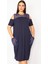 Kadın Lacivert Cep Ve Ön Arka Robası Dantel Omuz Dekolteli Elbise 65N29528 1