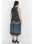 Kadın Petrol Arka Robası Dantel Bel Kısmı Lastikli Elbise 65N27924 4
