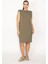 Kadın Haki Pamuklu Kumaş Omuzları Vatkalı Spor Elbise 65N29430 2