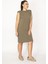 Kadın Haki Pamuklu Kumaş Omuzları Vatkalı Spor Elbise 65N29430 3