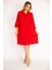 Kadın Kırmızı Dik Yakalı Etek Kısmı Yaka ve Kol Ağzı Sıvama Kumaş Elbise 65N35038 1