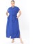 Kadın Büyük Beden Saks, Ön Boy Düğmeli, Kuşaklı Uzun Elbise 65N38956 1