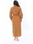 Kadın Büyük Beden Sütlükahve Ön Patı ve Yan Yırtmacı Düğme Detaylı Uzun Elbise 65N38855 3