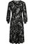 Kadın Büyük Beden Siyah, Yaprak Desenli, Açık Anvelop Elbise 65N39029 3