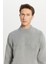 Erkek Gri Standart Fit Normal Kesim Yarım Balıkçı Yaka Triko Kazak 5