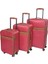 Wordrobe Raflı 4 Teker Çekçekli Kırmızı 3'lü Set Valiz 1