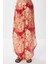 Desenli Yırtmaçlı Viskon Pantolon LFZ0008 Oranj 4