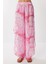 Desenli Yırtmaçlı Viskon Pantolon LFZ0008 Pembe 4