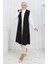 Sade Ince Basic Uzun Yelek Kadın Yelek Büyük Beden Yelek 8763-01A Siyah 3