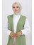 Sade Ince Basic Uzun Yelek Kadın Yelek Büyük Beden Yelek 8763-06 Yeşil 4