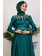 Taş Işleme Detay Elbise Zümrüt 5