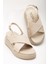 Bayan Sandalet 24422-1164 Bej Dolgu Topuk Kadın Sandalet 2