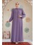 Düğmeli Lila Tesettür Abaya 45283LILA 1