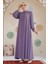 Düğmeli Lila Tesettür Abaya 45283LILA 2