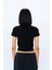 Kısa Kollu Basic Crop Tişört Siyah 4