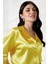 Kadın Sarı Hafif Dökümlü Saten Yüzeyli Gömlek HZL22W-BD139641 3