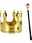 Çocuk Boy Altın Renk Kral Tacı ve Kırmızı Topuzlu Kral Asası 1
