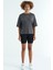 Koyu Gri O Yaka Baskı Detaylı Oversize Kısa Kol Kadın T-Shirt - 97263 3