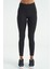 Siyah Logo Baskı Detaylı Yüksek Bel Dalgıç Kumaş Slim Fit Kadın Tayt - 94627 3