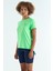 Neon Yeşil Sırt Yırtmaç Detaylı O Yaka Kısa Kollu Standart Kalıp Kadın T-Shirt - 97267 4