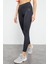 Antrasit Yüksek Bel Streç Slim Fit Dar Paça Kadın Tayt - 94545 2