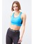 Turkuaz Çapraz Sırt Detaylı Slim Fit U Yaka Pedli Kadın Spor Büstiyer - 97121 1