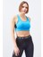 Turkuaz Çapraz Sırt Detaylı Slim Fit U Yaka Pedli Kadın Spor Büstiyer - 97121 3