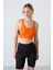 Neon Oranj Çapraz Sırt Detaylı Slim Fit U Yaka Pedli Kadın Spor Büstiyer - 97121 4