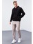 Siyah Kanguru Cep Standart Kalıp Kapüşonlu Erkek Sweatshirt - 87872 4