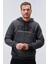 Antrasit Melanj Yazı Nakışlı Standart Kalıp Kapüşonlu Erkek Sweatshirt - 87887 3