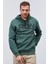 Yeşil Yazı Nakışlı Standart Kalıp Kapüşonlu Erkek Sweatshirt - 87887 1