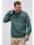 Yeşil Yazı Nakışlı Standart Kalıp Kapüşonlu Erkek Sweatshirt - 87887 3