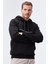 Siyah Yazı Nakışlı Standart Kalıp Kapüşonlu Erkek Sweatshirt - 87887 1