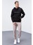 Siyah Yazı Nakışlı Standart Kalıp Kapüşonlu Erkek Sweatshirt - 87887 4