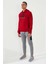 Kırmızı Yazı Nakışlı Standart Kalıp Kapüşonlu Erkek Sweatshirt - 87887 2