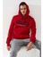 Kırmızı Yazı Nakışlı Standart Kalıp Kapüşonlu Erkek Sweatshirt - 87887 3