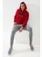 Kırmızı Yazı Nakışlı Standart Kalıp Kapüşonlu Erkek Sweatshirt - 87887 4