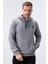 Gri Melanj Kanguru Cep Standart Kalıp Kapüşonlu Erkek Sweatshirt - 87872 3