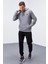Gri Melanj Kanguru Cep Standart Kalıp Kapüşonlu Erkek Sweatshirt - 87872 4