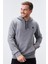 Gri Melanj Kanguru Cep Standart Kalıp Kapüşonlu Erkek Sweatshirt - 87872 5