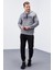Gri Melanj Nakışlı Kanguru Cep Standart Kalıp Kapüşonlu Erkek Sweatshirt - 87839 2